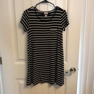 Black and white striped dress